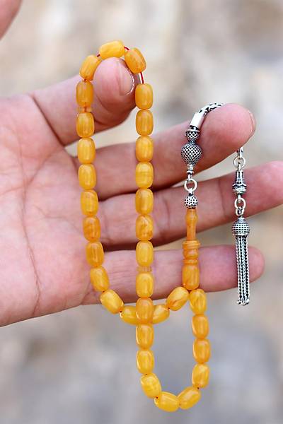 Hareli Sar� Kaps�l Kesim Kral G�m�� P�sk�ll� S�kma Kehribar Tesbih 201024415