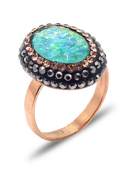 Ye�il Paraiba ve Swarovski Ta�l� 925 Ayar G�m�� Kad�n ��l� Set 201025578