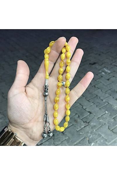 Sar� Hareli Kazaz P�sk�ll� S�kma Kehribar Tesbih