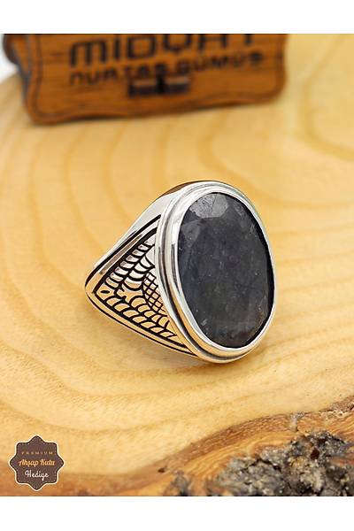 Lapis Lazuli Ta�l� Motifli 925 Ayar G�m�� Erkek Y�z�k 201024918