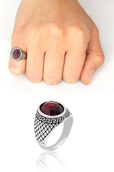 Yakut Taşlı Oval 925 Ayar Gümüş Çocuk Yüzük 201023751