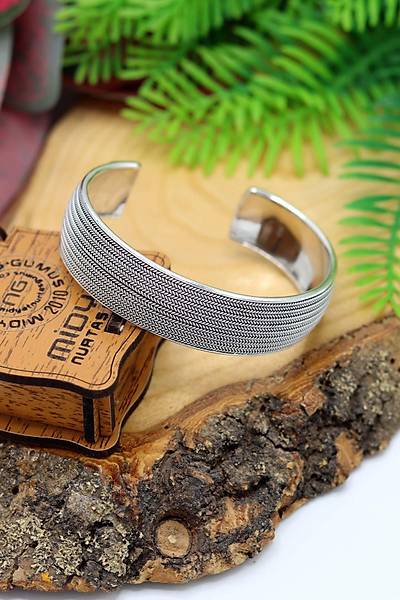 Has�r Model 925 Ayar Saf G�m�� Unisex Has�r Bilezik 201024393