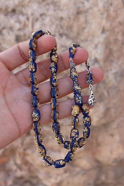 Alt�n Par�ac�kl� G�m�� P�sk�ll� Parlament Mavisi Ate� Kehribar Tesbih 201024164