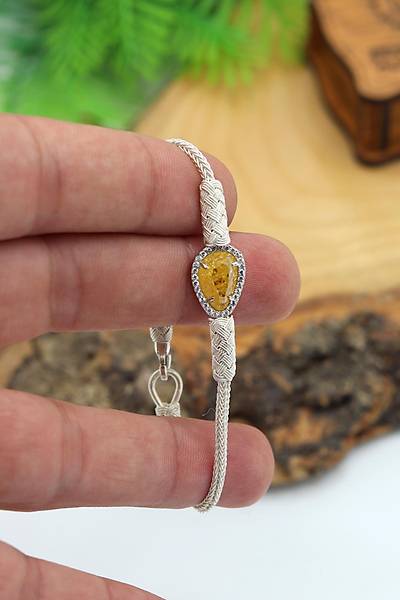 Sitrin Ta�l� 1000 Ayar Kazaziye G�m�� Kad�n Bileklik 201024105