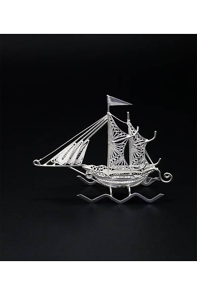 �ift Yelkenli 925 Ayar G�m�� Saf S�per Telkari Eli�i Biblo Aksesuar 201024640