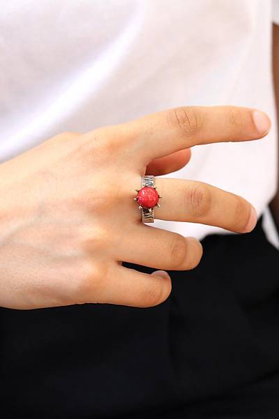 Mercan Ta�l� ��lemeli 925 Ayar G�m�� Kad�n Y�z�k 201024482