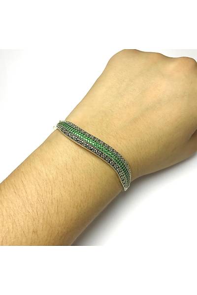 Z�mr�t ve Markazit Ta�l� Bayan G�m�� Bilezik