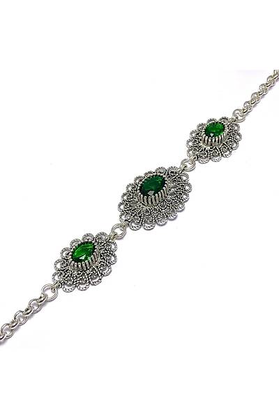 Z�mr�t Ta�l� Elips Model Telkari G�m�� Bileklik