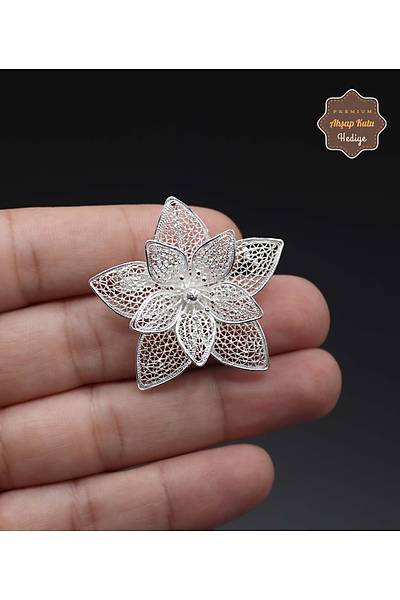 Zambak Model 925 Ayar G�m�� Saf S�per Telkari Kad�n Bro� 201024625