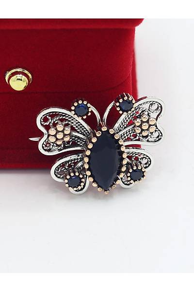 Safir Ta�l� Kelebek Model Telkari G�m�� Kad�n Bro� 201025416