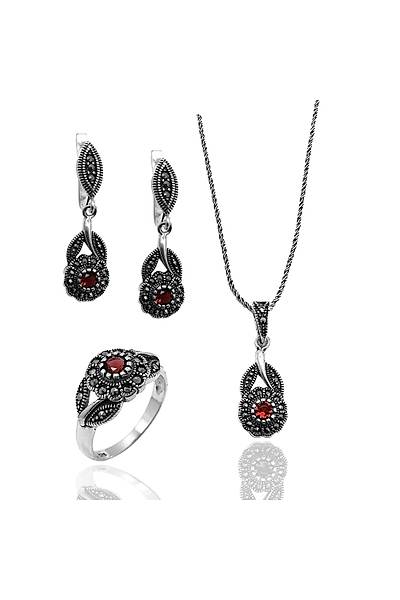 Yakut Ta�l� �i�ek Model Markazit Bayan G�m�� Tak� Seti