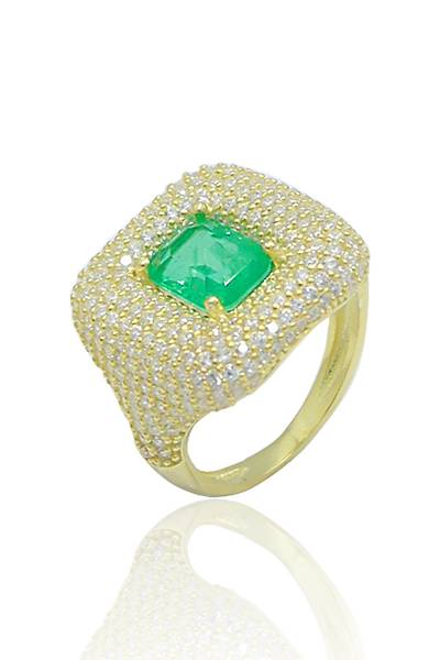 Z�mr�t Ta�l� Baget Tasar�m Gold Kaplama 925 Ayar G�m�� Kad�n Y�z�k 201024009