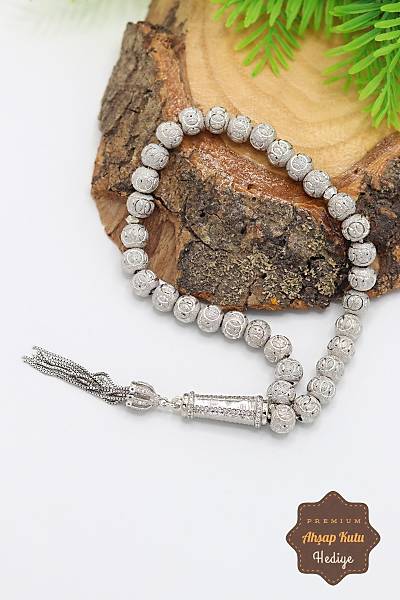 Kristal K�re Kesim 925 Ayar G�m�� Telkari Tesbih 201023310