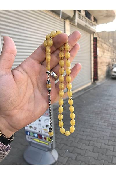 Ki�iye �zel �simli G�m�� P�sk�ll� S�kma Kehribar Tespih