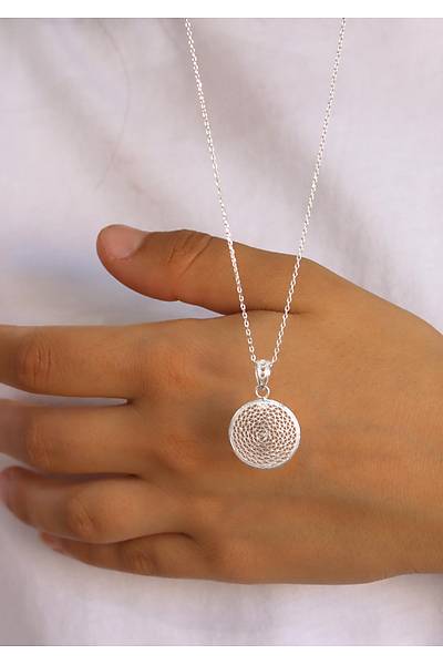 K���k Halka Model 925 Ayar Saf G�m�� Telkari Kad�n Kolye 201024653