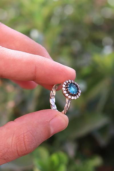 Akuamarin Ta�l� El i�i Otantik G�m�� Kad�n Y�z�k 201024754