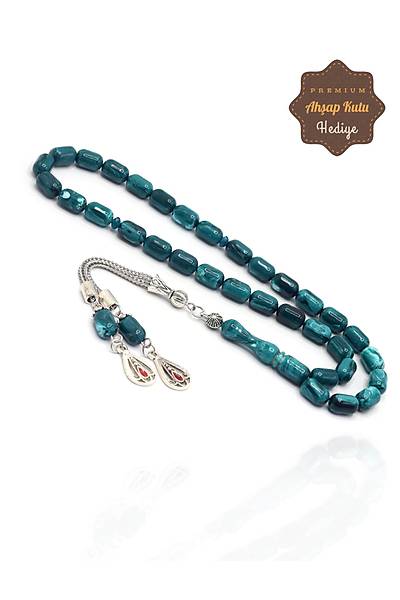Ye�il Renkli Hareli Kaps�l Kesim S�kma Kehribar Tesbih 201025906