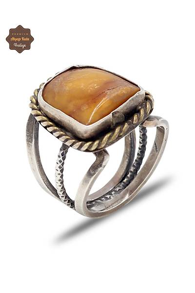 Orijinal Kehribar Ta�l� �rme ��lemeli G�m�� Kad�n Y�z�k 201024972