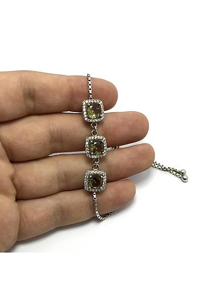 Kare Model Zultanit Ta�l� Bayan G�m�� Bileklik