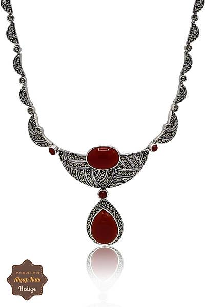 Akik Ta�l� Sallant�l� Damla Model Markazit Ta�l� G�m�� Kad�n Gerdanl�k 201024271