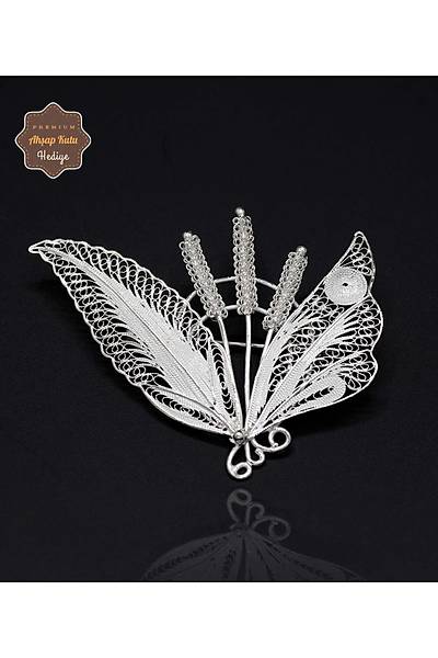 Yaprak Demeti Model 925 Ayar G�m�� Saf S�per Telkari Kad�n Bro� 201024631