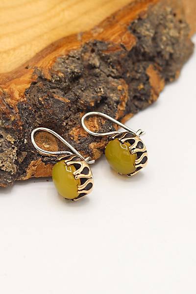 Kehribar Ta�l� Otantik G�m�� Kad�n K�pe 201024128