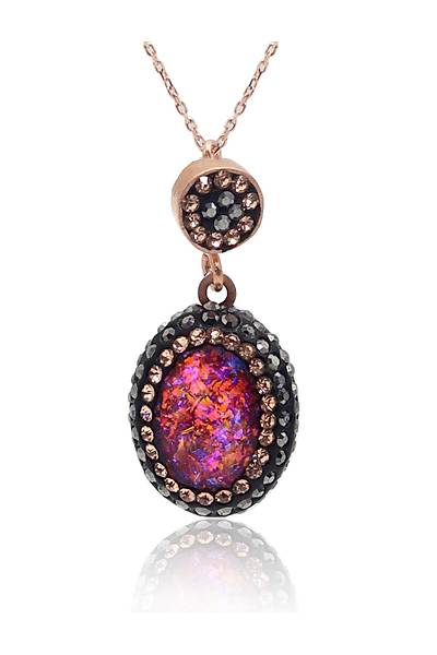 Pembe Paraiba ve Swarovski Ta�l� 925 Ayar G�m�� Kad�n ��l� Set 201025579