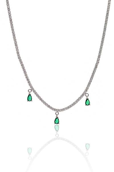 Z�mr�t Ta�l� Damla Model 925 Ayar G�m�� Su Yolu Gerdanl�k Kolye 201024155