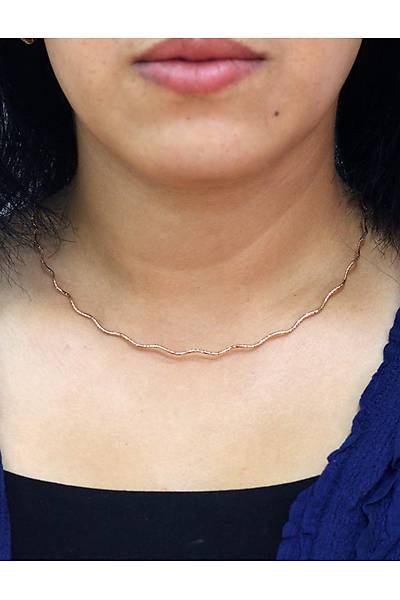 �talyan Zikzak Model Rose Renk G�m�� Choker Gerdanl�k 201025913
