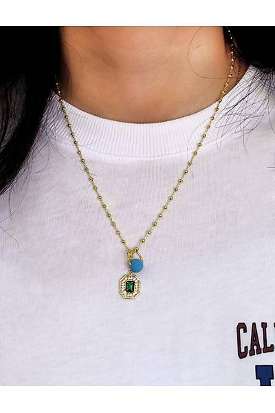 Zmrt Tal Boncuklu Top Model Gold Kaplama 925 Ayar Gm Kadn Kolye 201024694