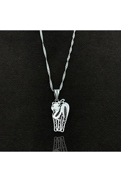 Kedi Model Eli��ili�i Telkari G�m�� Bayan Kolye