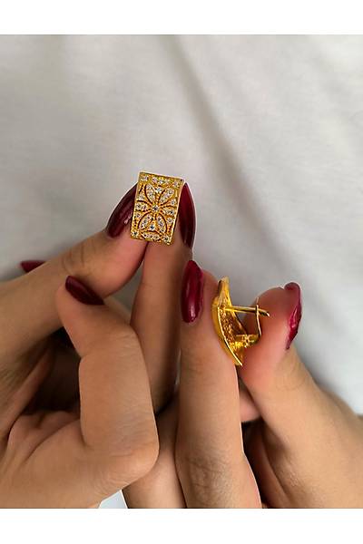 �i�ekli Zirkon Ta�l� Alt�n Kaplama Trabzon Has�r� Kad�n G�m�� K�pe 201025261