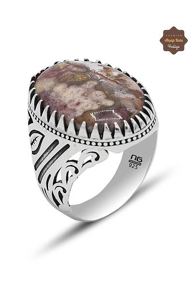 Rodonit Ta�� Sarma��k Model 925 Ayar G�m�� Erkek Y�z�k 201024803