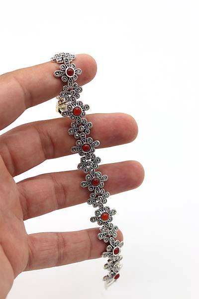 Yakut Ta�l� Papatya Model Markazit Kad�n G�m�� Bileklik 201024427