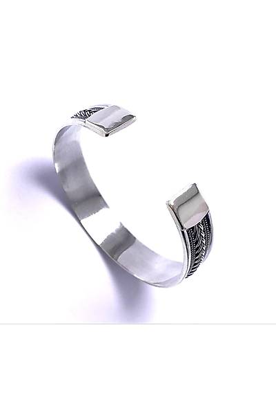 �rg� ��lemeli Ayarlanabilir 925 Ayar Erkek G�m�� Bilezik