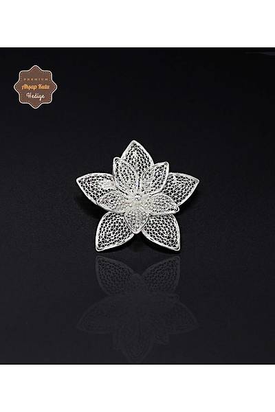 Zambak Model 925 Ayar G�m�� Saf S�per Telkari Kad�n Bro� 201024625