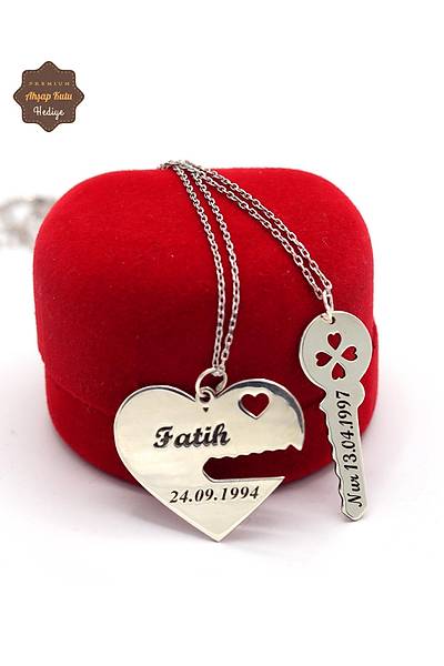 Kalp ve Anahtar Model G�m�� Sevgili Kolyesi 201025195
