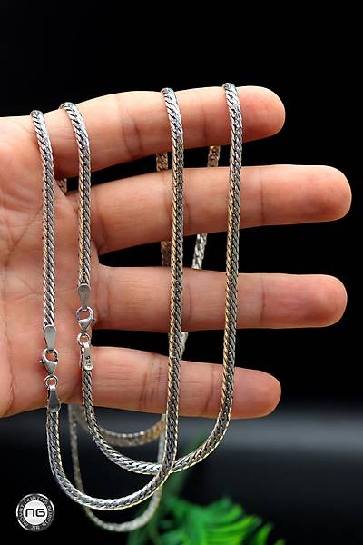 925 Ayar G�m�� S�k� Ezme Gurmet Zincir Erkek Kolye 4 mm 55 cm