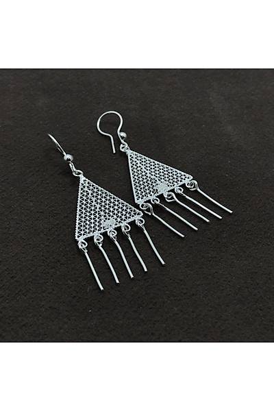 Piramit Tasar�m Sallant�l� Eli��ili�i Telkari G�m�� Bayan K�pe