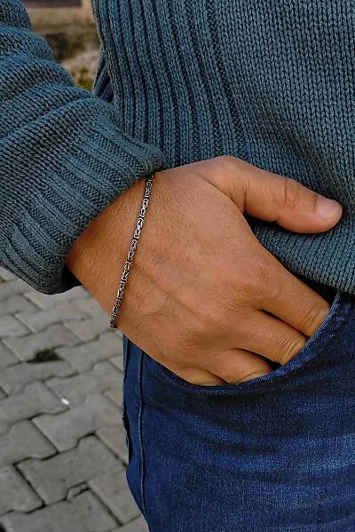 925 Ayar Erkek Kral Zincir Bileklik