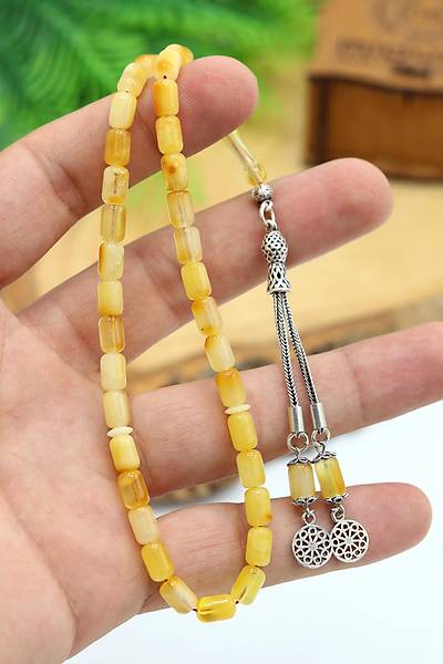 Artuklu Motif P�sk�ll� Kaps�l Kesim Orijinal Ukrayna Damla Kehribar Tesbih 201024438