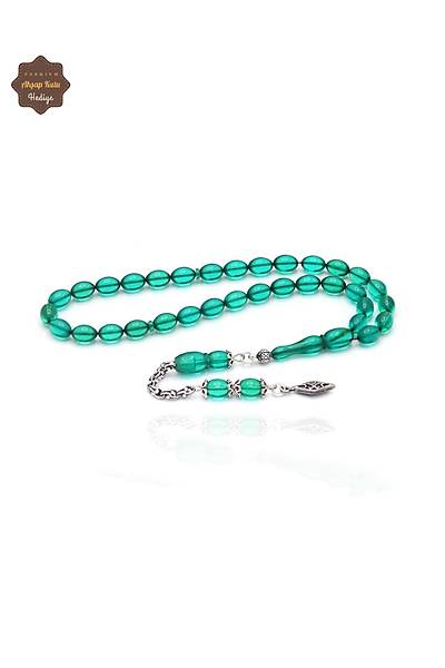 Ye�il Arpa Kesim K���k Boy G�m�� �vme P�sk�ll� Ate� Kehribar Tesbih 201024964