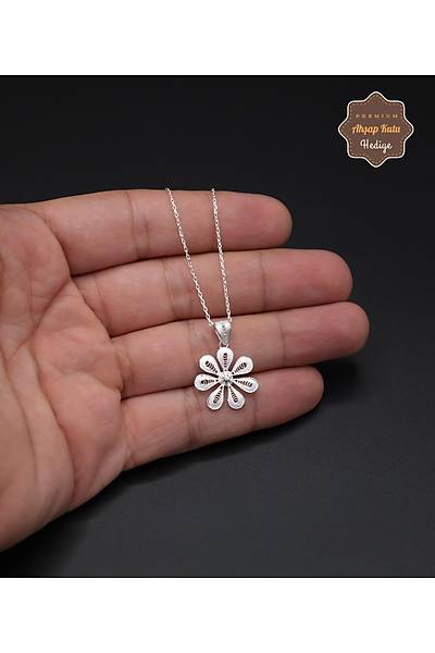 Papatya Model 925 Ayar Saf G�m�� Telkari Kad�n Kolye 201024647