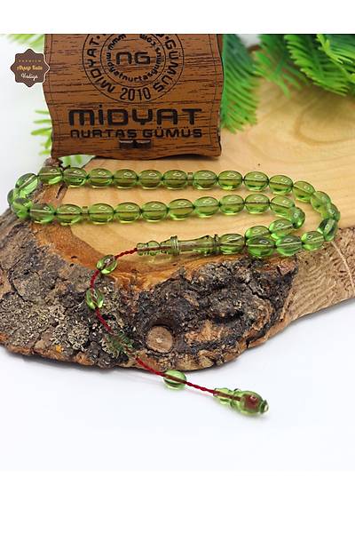 �effaf Ye�il Arpa Kesim �zel Sistem P�sk�ll� Ate� Kehribar Tesbih 201025212