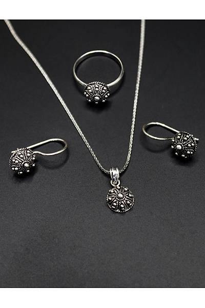 Y�resel Noktal� Ki�ni� Has�r Desenli ��leme Bayan G�m�� Kad�n ��l� Set 201025220