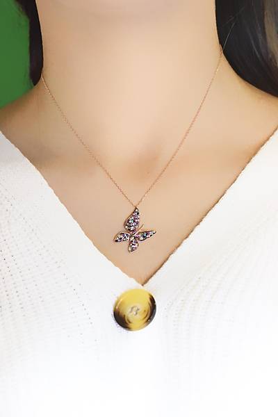 Kelebek Model Hayalet G�m�� Kolye