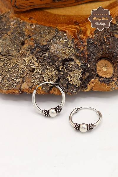 Top ve Has�r ��lemeli 925 Ayar G�m�� Erkek K�pe 201024036