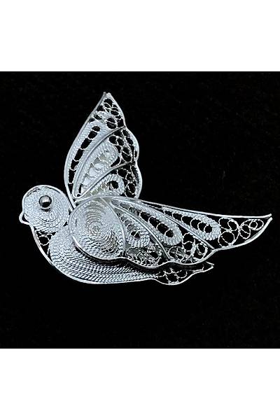 Güvercin Model Gümüş Bayan Telkari Broş