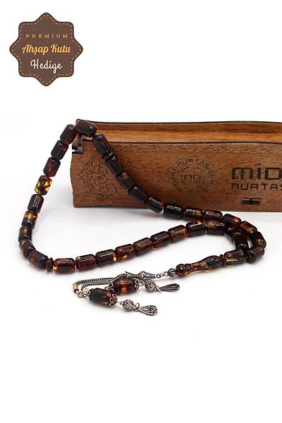 Fosilli Dominik G�m�� P�sk�ll� Kaps�l Kesim Damla Kehribar Tesbih 201024757