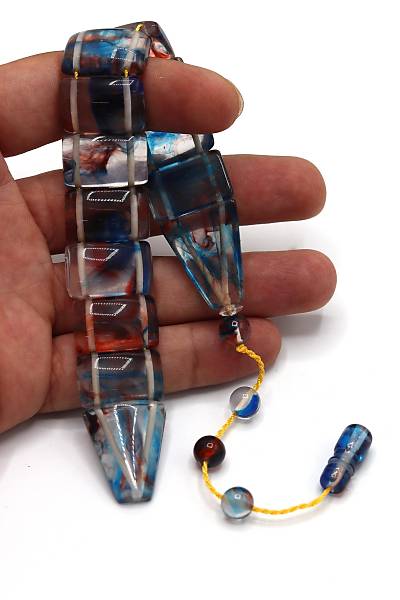 �effaf Lacivert Hareli Renk Toz Kehribar Bal�k Tesbih 201024386